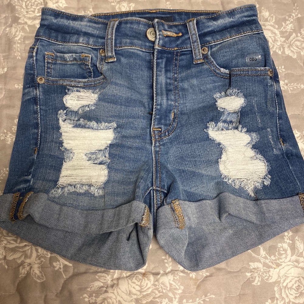 Aeropostale High Rise midi shorts denim blue dark wash